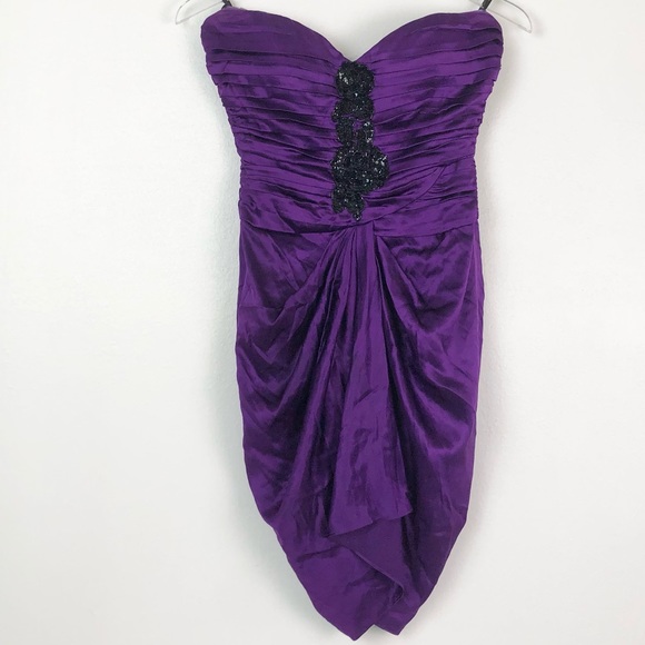 ASO Sammi Sweetheart Jersey Shore Silk Purple Dress - Picture 4 of 6